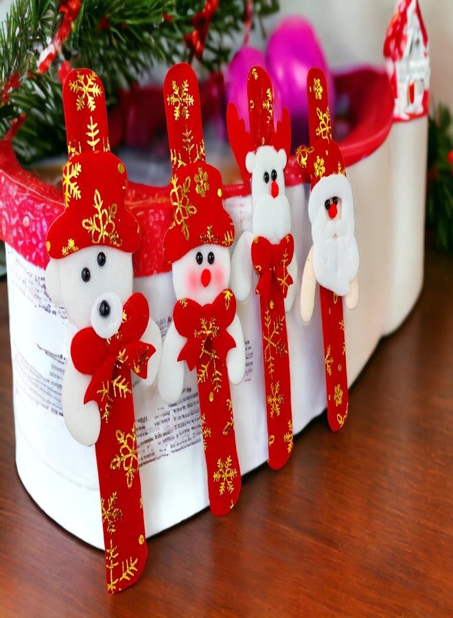 Sesonby 12 Pcs Christmas Slap Bracelets Christmas Wristband Santa Claus Christmas Santa Bracelet Wrist Band for Christmas Theme Party Decoration Christmas Bracelet Gift - Image 2
